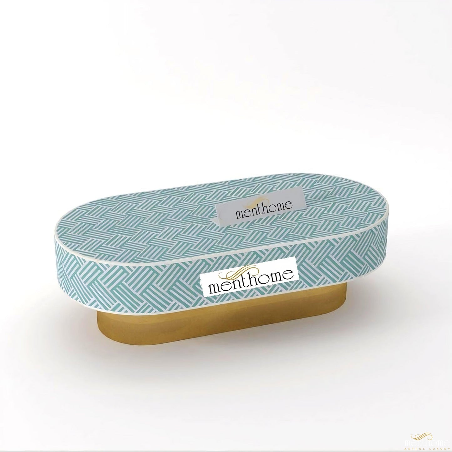Oval Optical Coffee Table Bone Inlay | Luxury Handmade Coffee Table