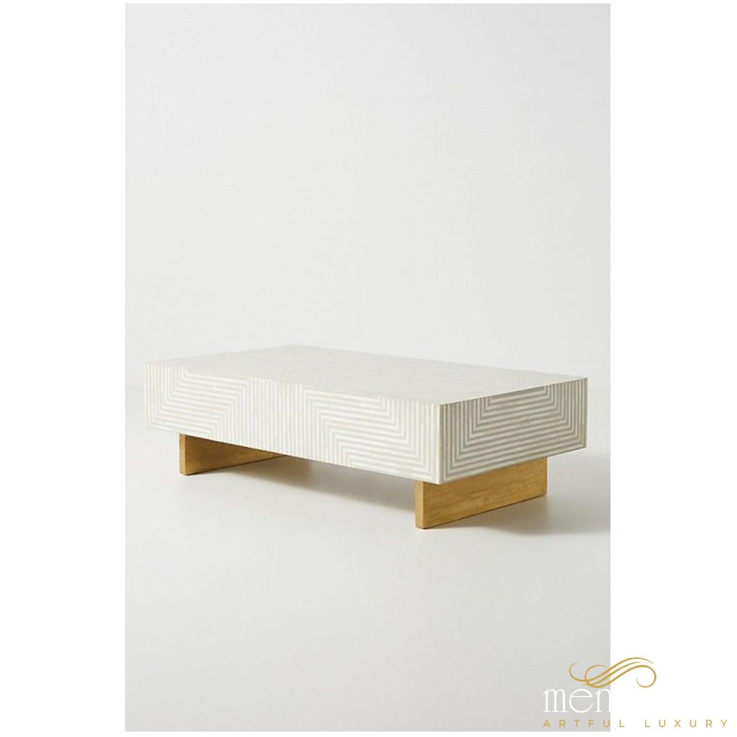 Bone Inlay Grey striped Coffee Table | Luxury Handmade Coffee Table