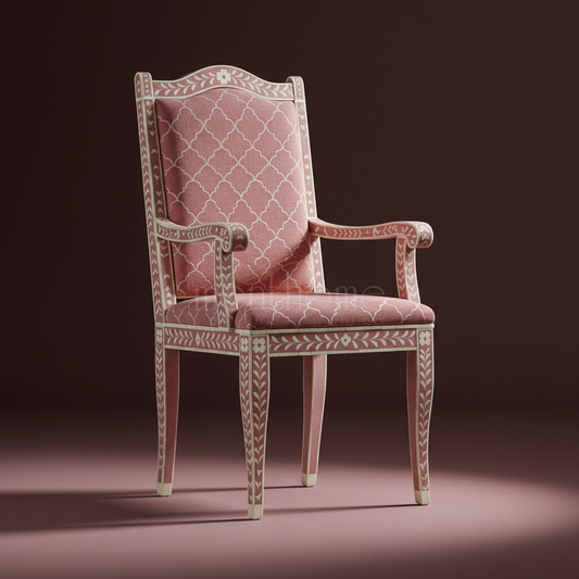 Luxury Inlay Armchair with Patterned Upholstery | Luxury Handmade Chair