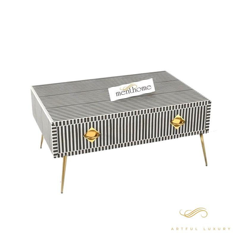 Handmade resin Inlay Modern Striped Pattern Coffee Table | Luxury Handmade Coffee Table