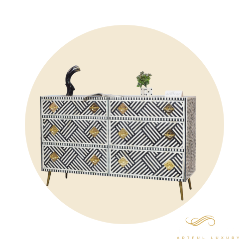 Moroccan Pattern 9-Drawer Bone Inlay Dresser | Luxury Handmade Dresser