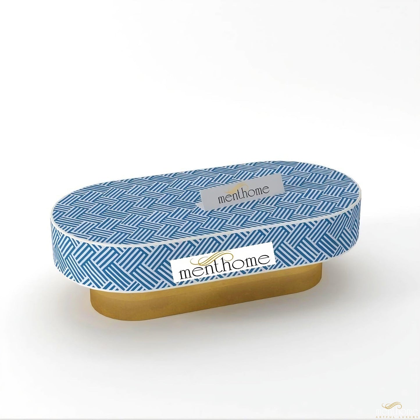 Oval Optical Coffee Table Bone Inlay | Luxury Handmade Coffee Table