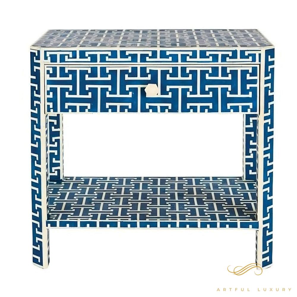 Bone Inlay Bedside Table for Home | Luxury Handmade Bedside Table