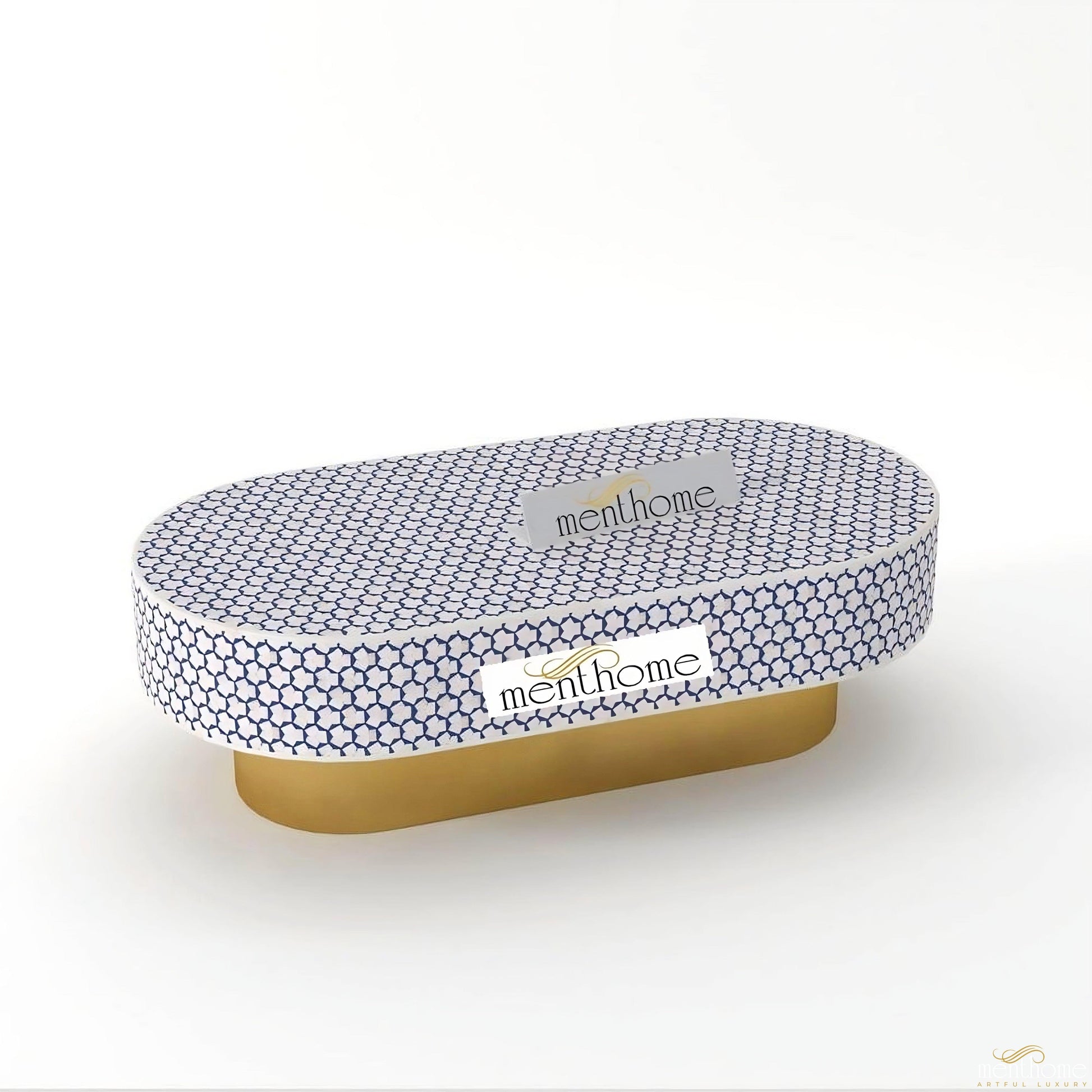 Tarqua Oval Coffee Table Bone Inlay | Luxury Handmade Coffee Table