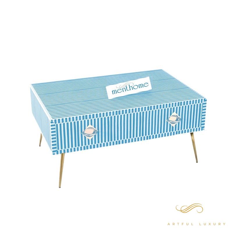 Handmade resin Inlay Modern Striped Pattern Coffee Table | Luxury Handmade Coffee Table