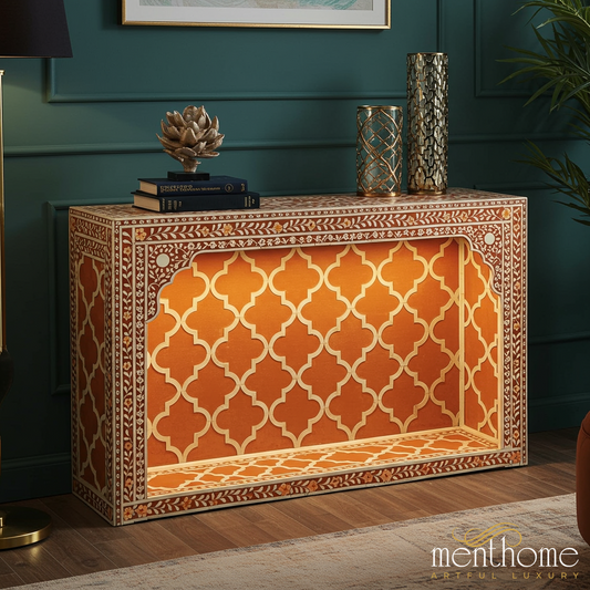 Decorative Orange Mosaic Console Table | Luxury Handmade Console