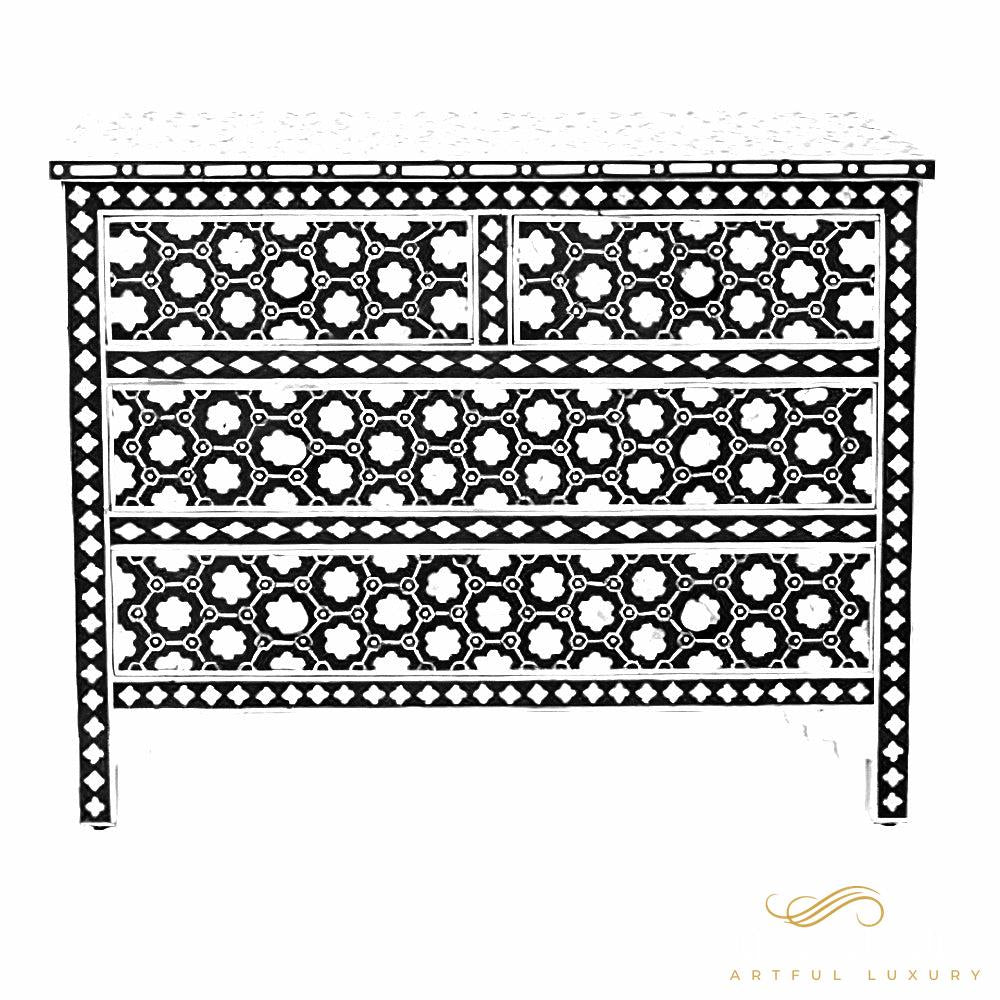 Indigo Blue Floral Design dresser | Luxury Handmade Dresser
