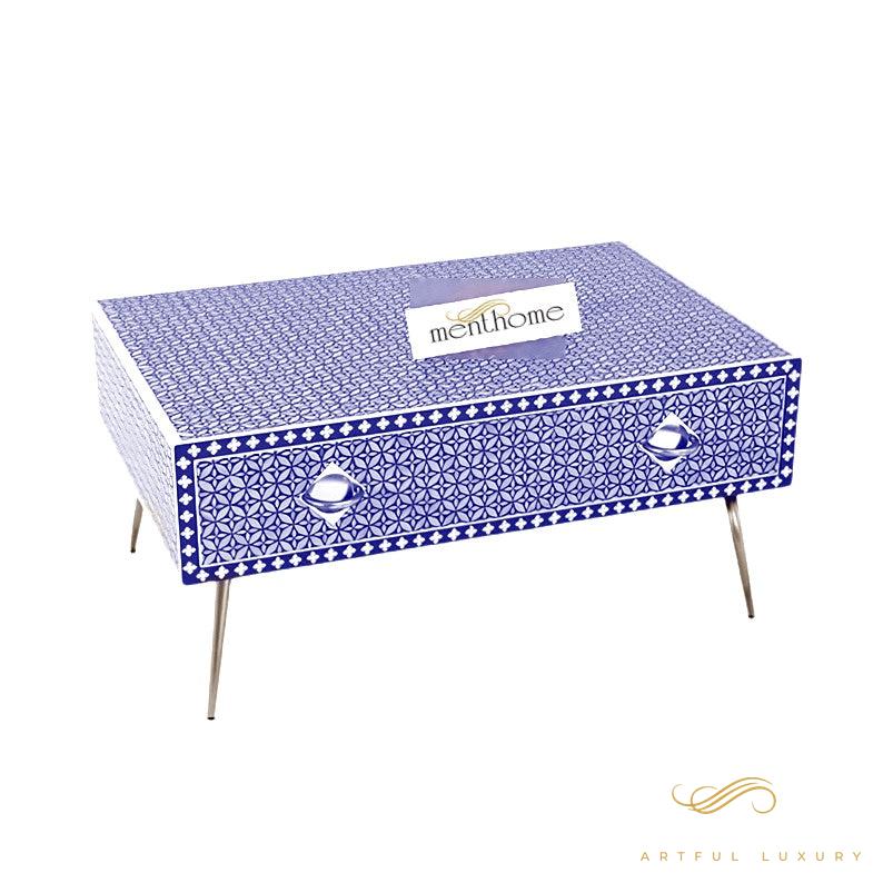Handmade Bone Inlay One Drawer Coffee Table Furniture | Luxury Handmade Coffee Table