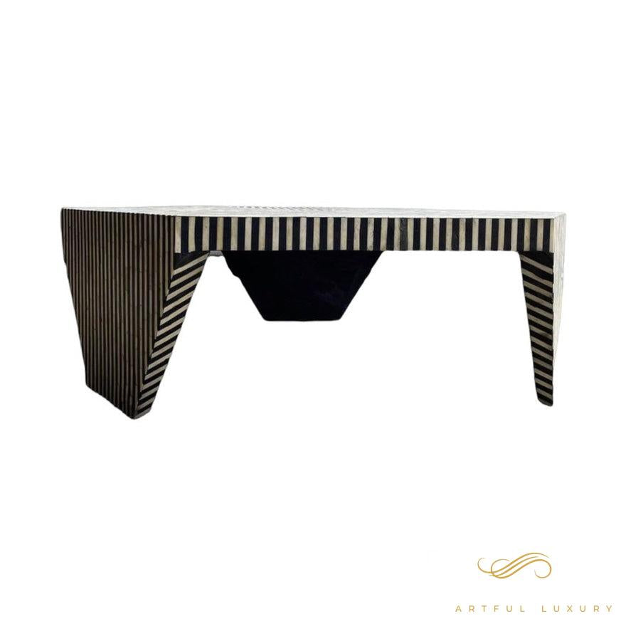 Striped Coffee Table Bone inlay | Luxury Handmade Coffee Table