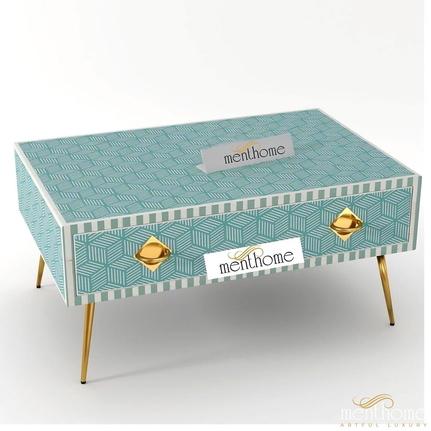 Handmade Inlaid Optical Coffee Table | Luxury Handmade Coffee Table