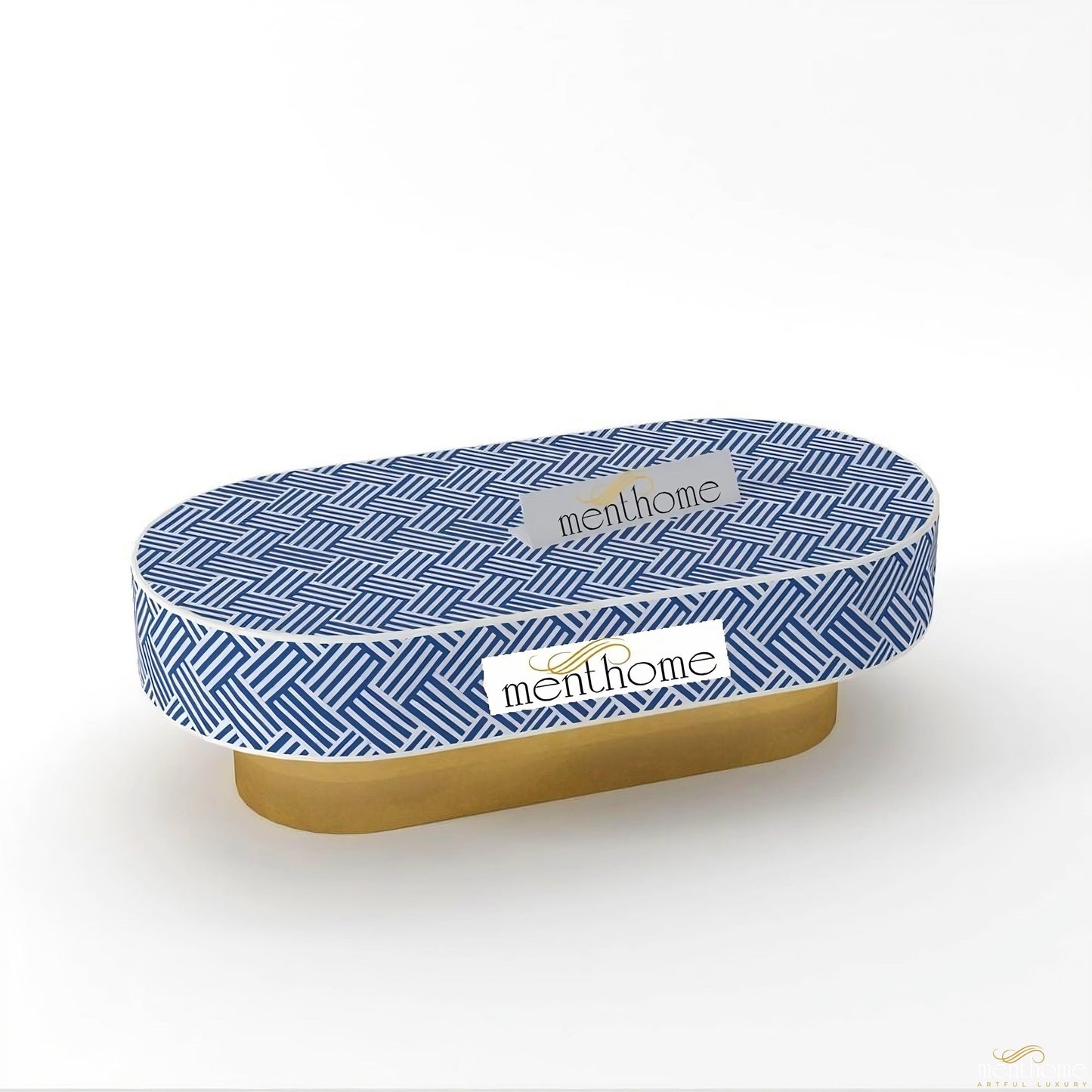 Oval Optical Coffee Table Bone Inlay | Luxury Handmade Coffee Table