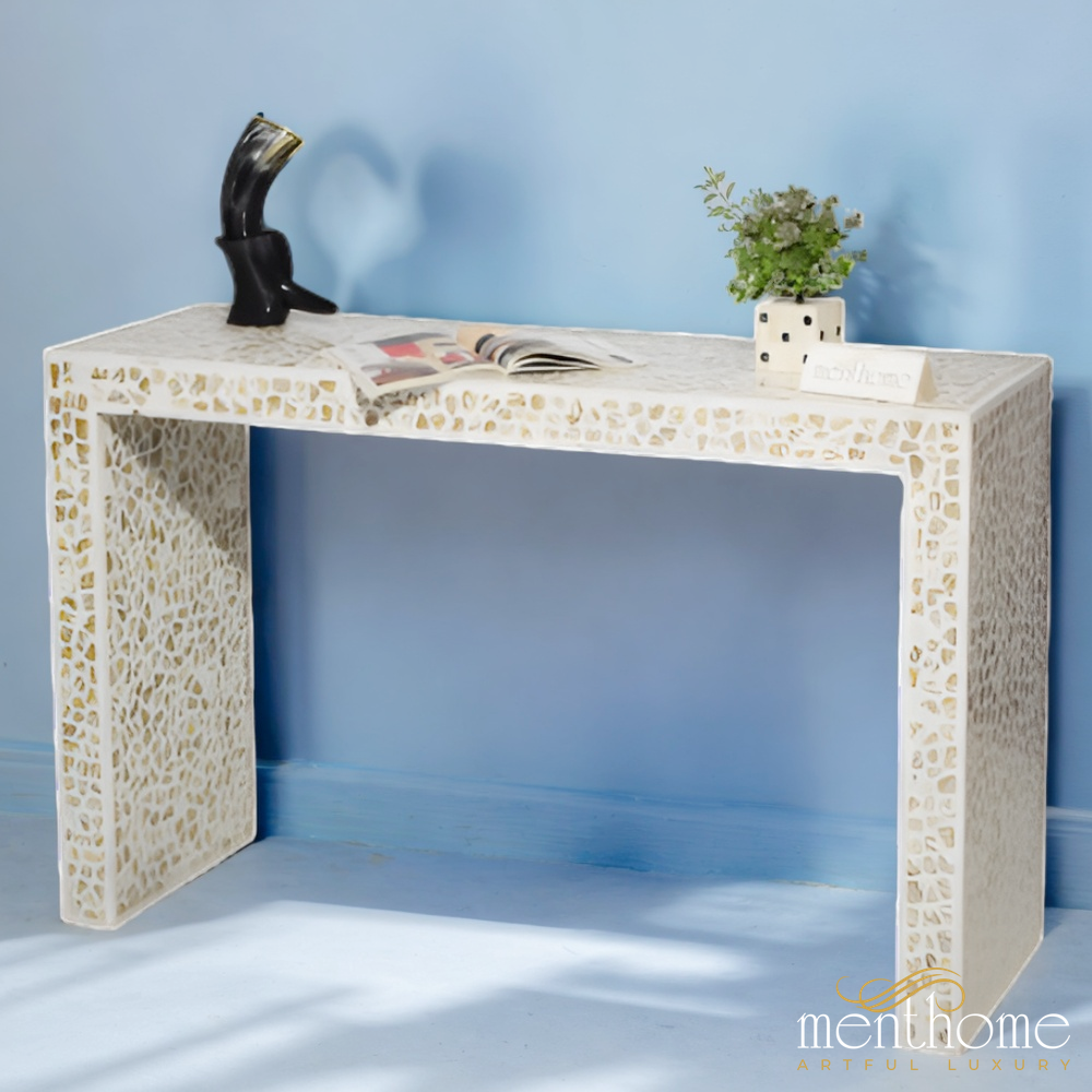 Mother of Pearl Console Table Floral pattern | Luxury Handmade Console