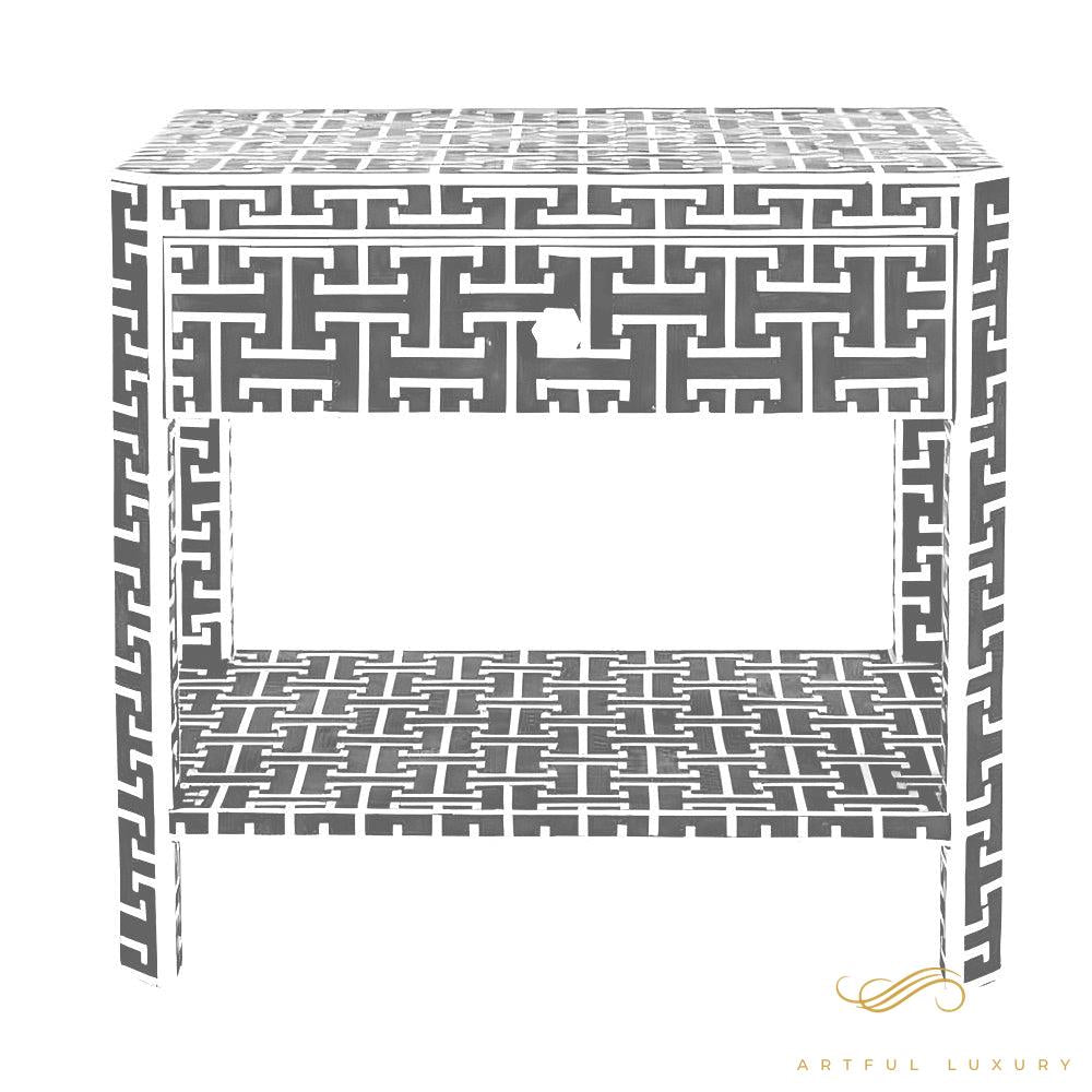Bone Inlay Bedside Table for Home | Luxury Handmade Bedside Table