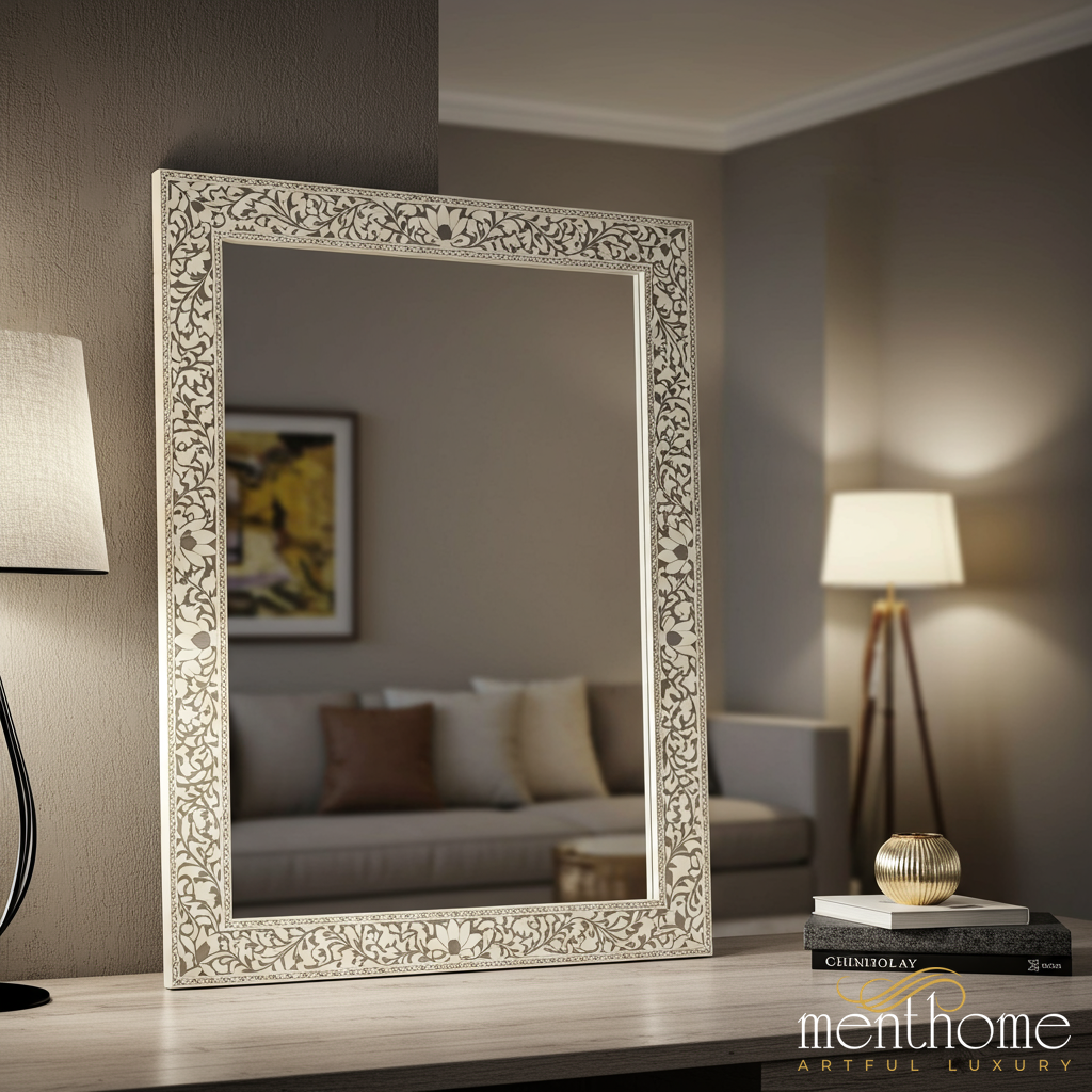 Elegant Floral Patterned Decorative Wall Mirror | Luxury Handmade Mirror
