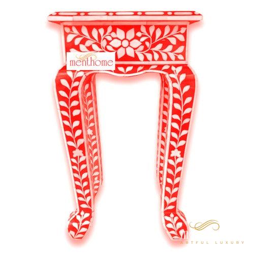 Floral Pattern Side table Furniture Handmade Wooden Inlay Stool | Luxury Handmade Side Table