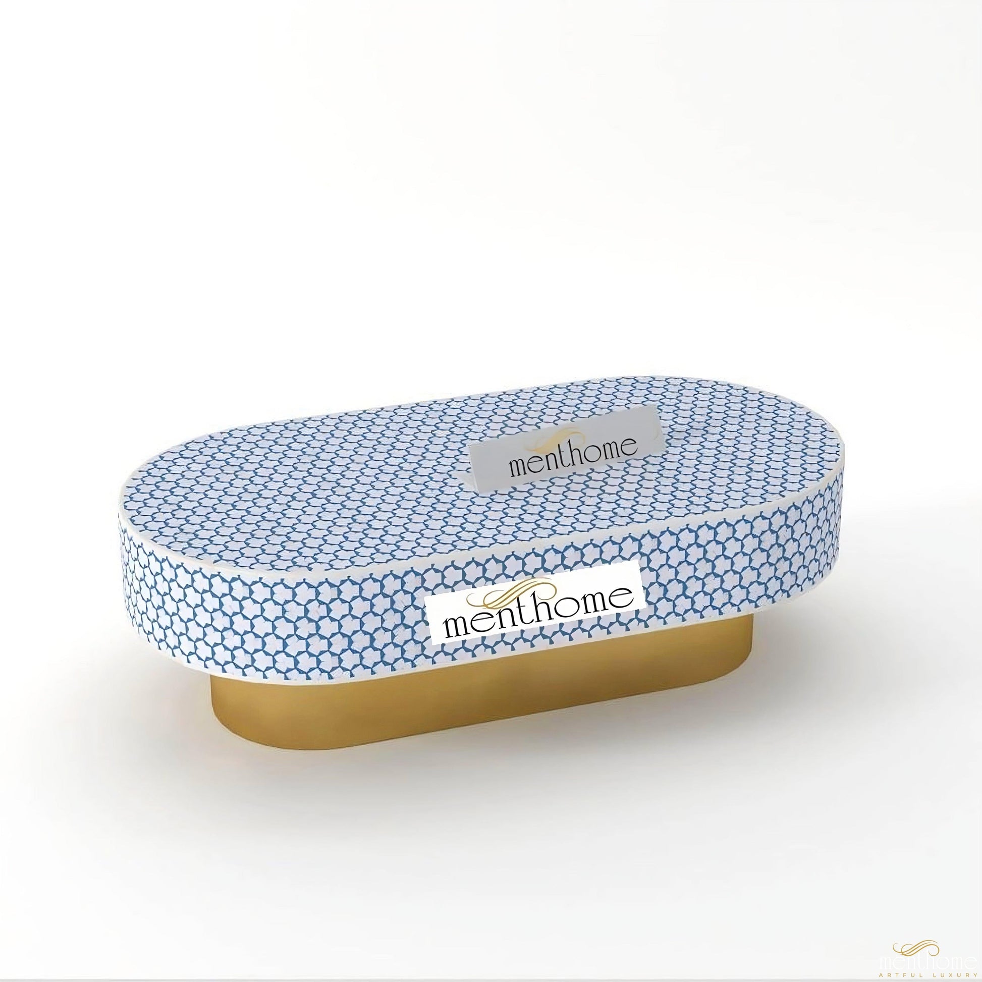 Tarqua Oval Coffee Table Bone Inlay | Luxury Handmade Coffee Table