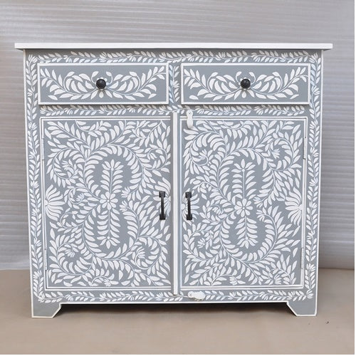 Floral Design Entryway Cabinet Grey Color