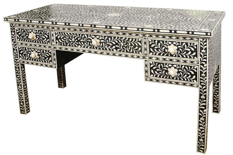 Menthome Black Mother Of Pearl Inlay Desk
