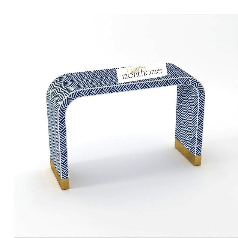 Optical Bone Console Inlay Wooden Furniture
