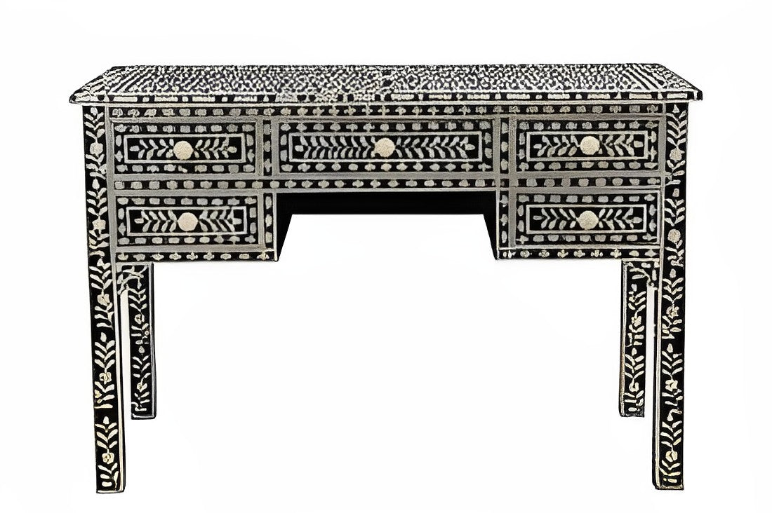 Menthome Black Mother Of Pearl Inlay Desk