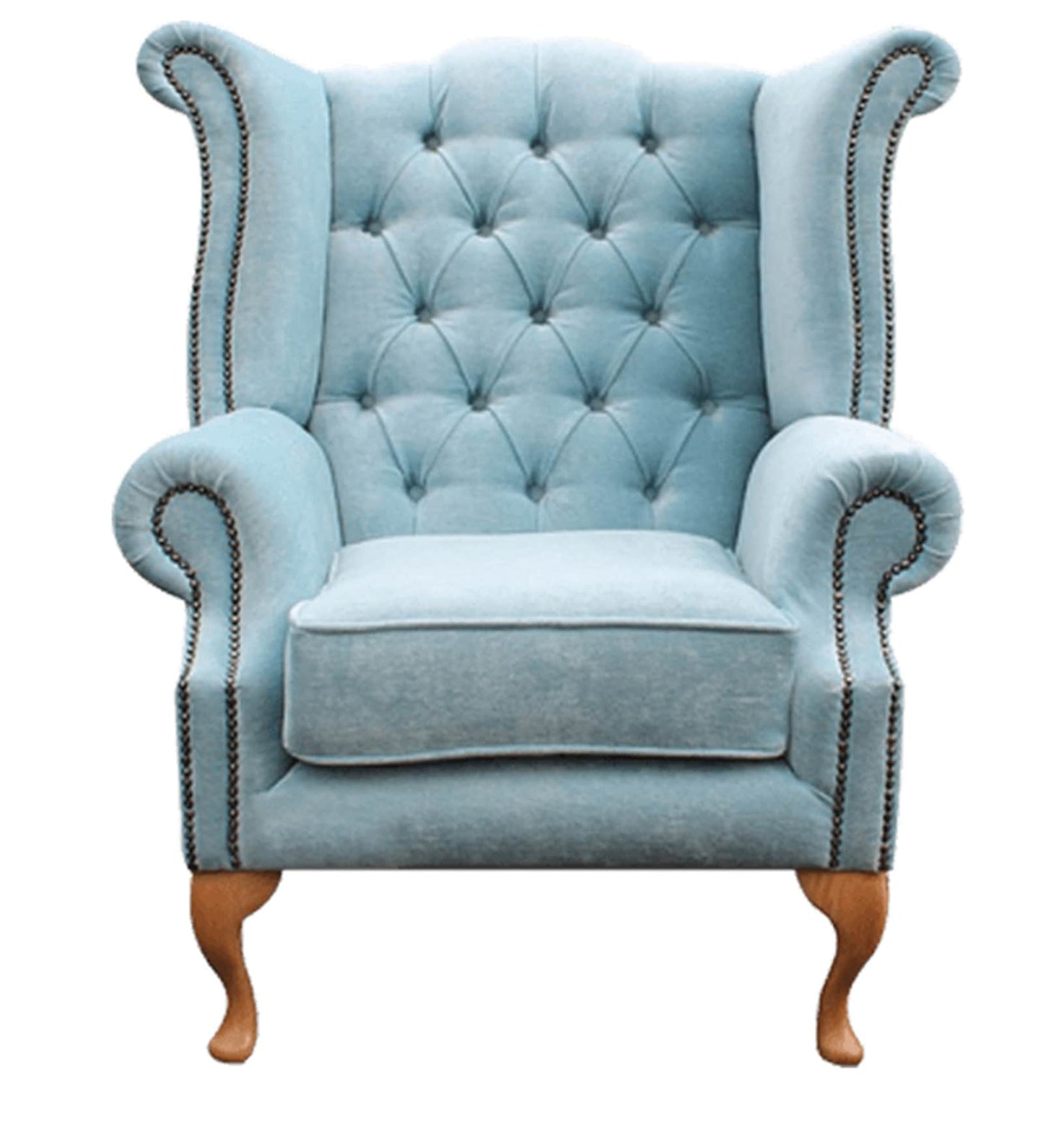 Royal Fabric Wing Chair in Blue Colour