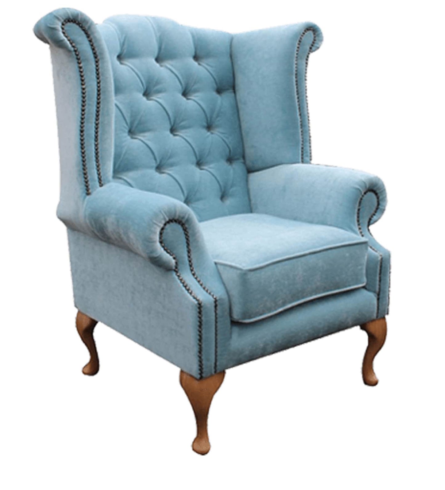 Royal Fabric Wing Chair in Blue Colour