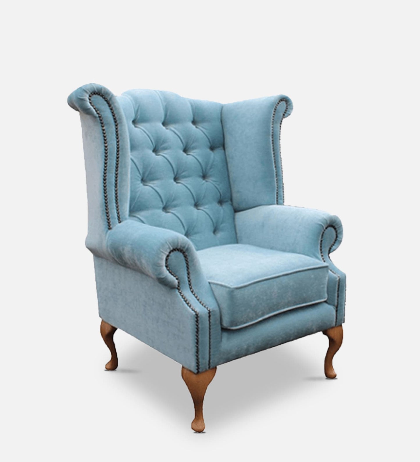 Royal Fabric Wing Chair in Blue Colour