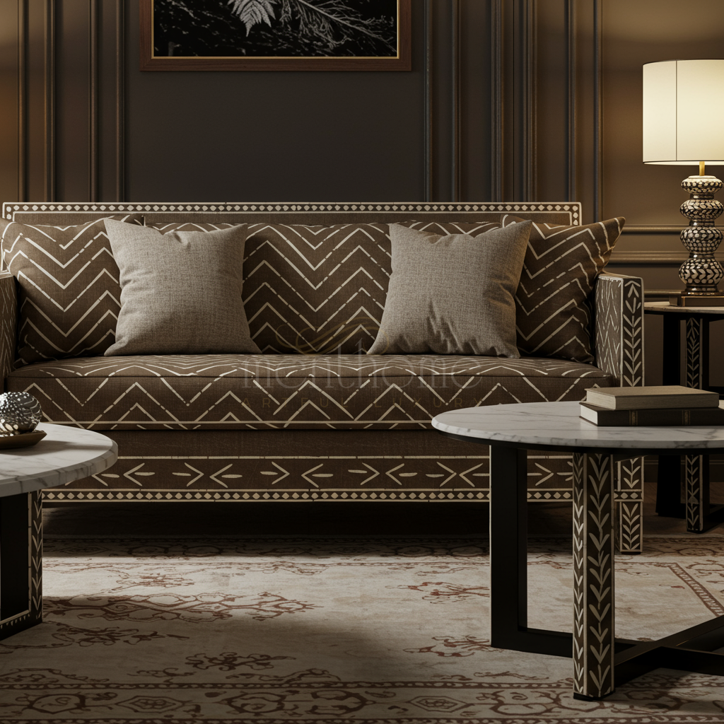 Artisanal Inlay Pattern Sofa | Luxury Handmade Sofa