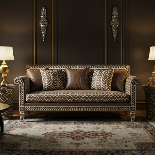 Luxury Inlay Handcrafted Wooden Sofa | Luxury Handmade Sofa