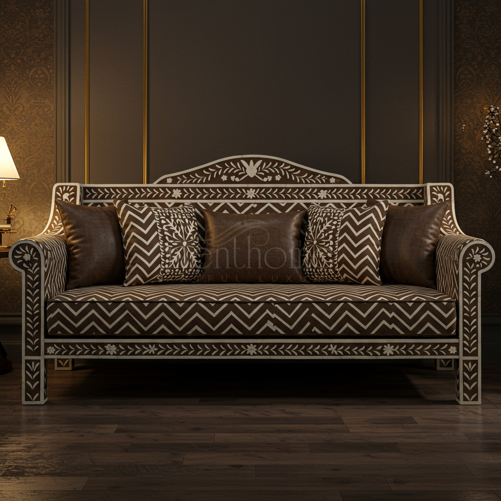 Luxurious Handcrafted Inlay Wooden Sofa | Luxury Handmade Sofa