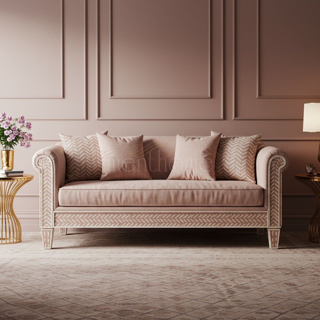 Elegant Inlay Pattern Sofa | Luxury Handmade Sofa
