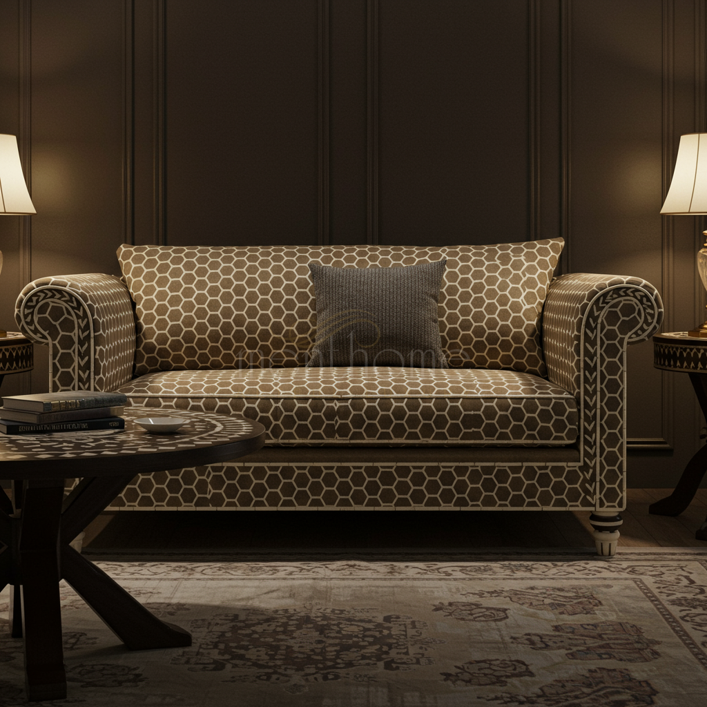 Elegant Inlay Patterned Sofa | Luxury Handmade Sofa