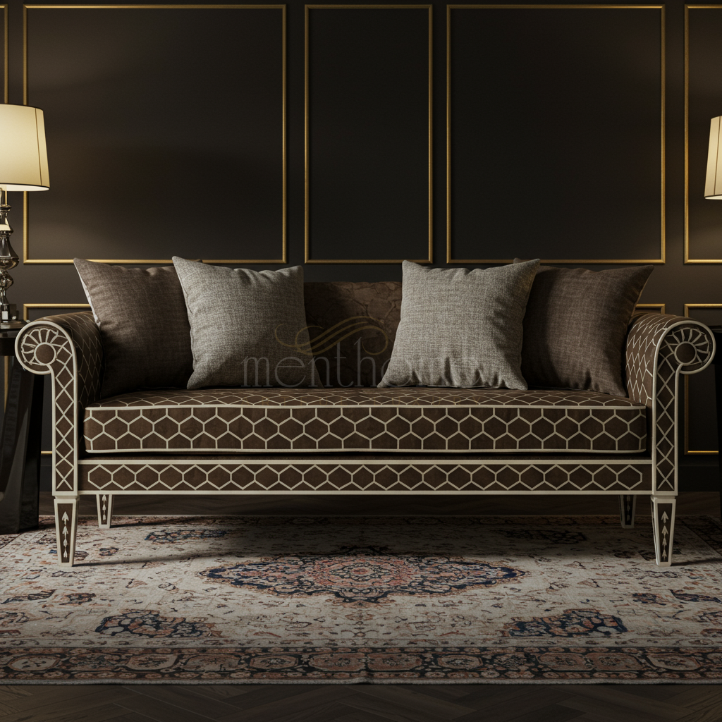 Luxury Inlay Patterned Fabric Sofa | Luxury Handmade Sofa