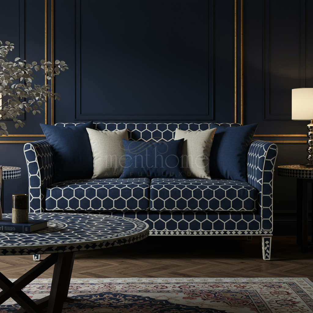 Inlay Hexagon Pattern Luxury Sofa | Luxury Handmade Sofa