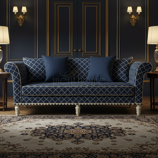 Luxury Inlay Blue Patterned Sofa | Luxury Handmade Sofa
