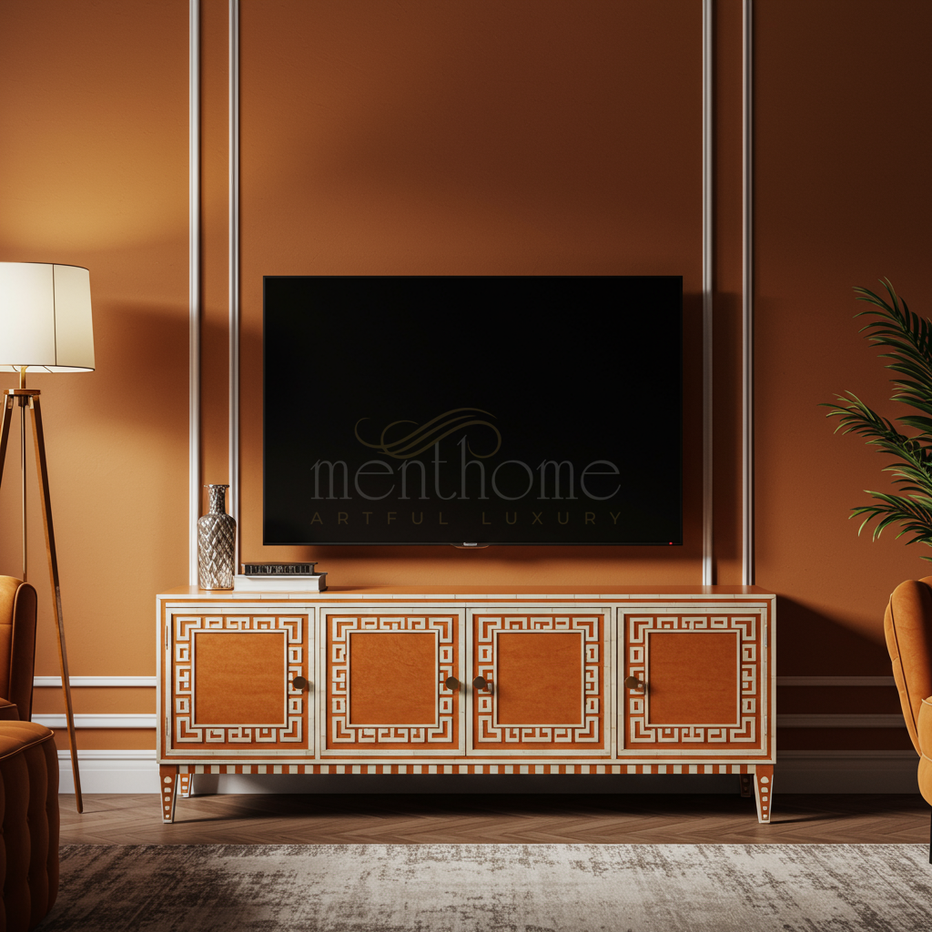 Inlay Art Deco TV Cabinet | Luxury Handmade TV Cabinet