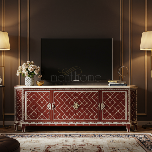 Luxury Inlay TV Cabinet with Ornate Detailing | Luxury Handmade TV Cabinet