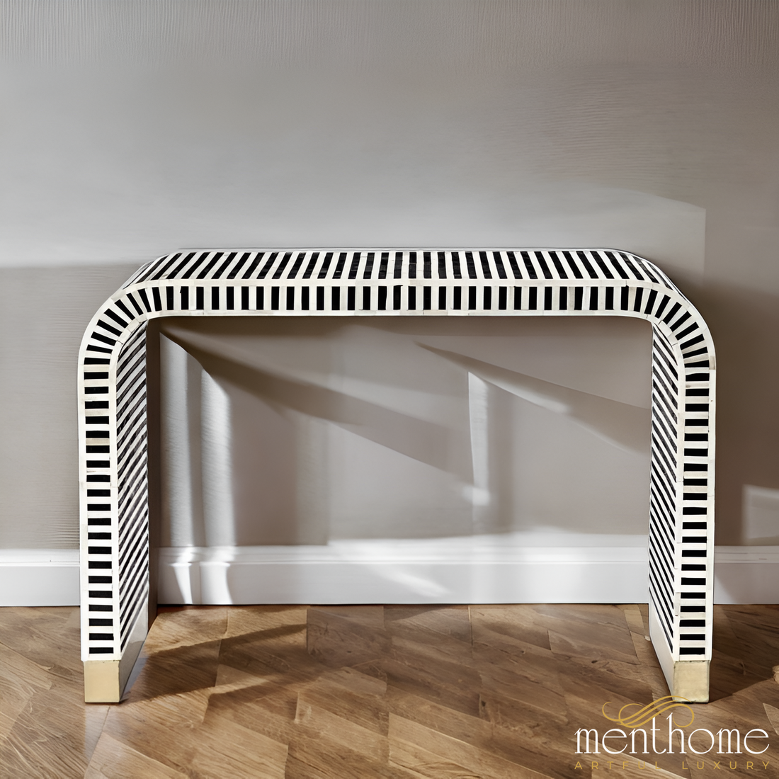 waterfall inlay console table