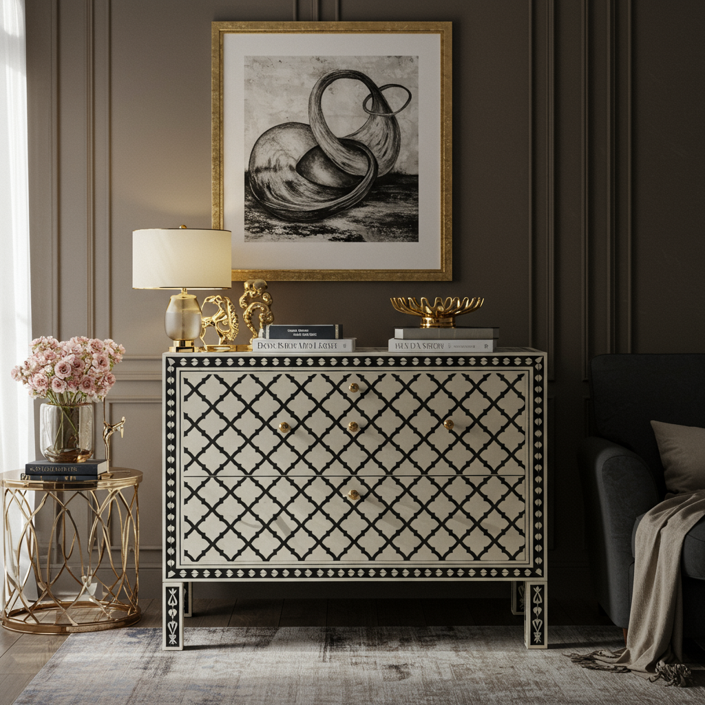 Luxury Bone Inlay or Mother of Pearl Furniture