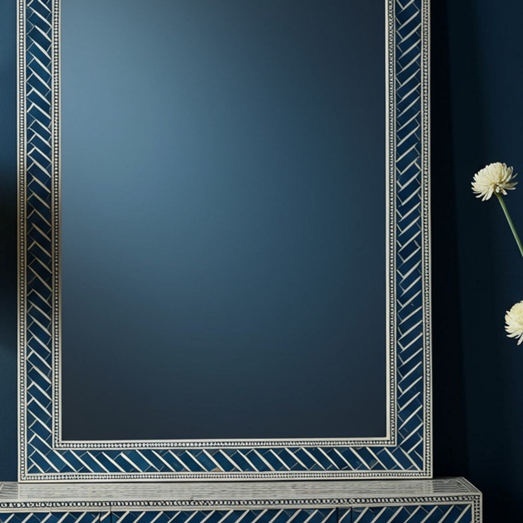 blue bone inlay mirror