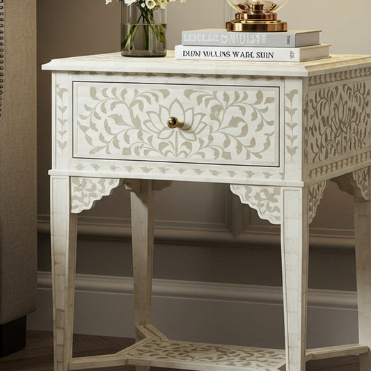 bone inlay bedside table