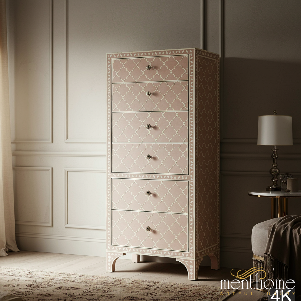 Patterned Chest Decorative Patterned Tall Dresser Chest with Six Drawers | Luxury Hand ...