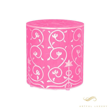 Bone Inlaid Stool Handcrafted | Luxury Handmade Stool