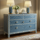 Blue Patterned Bone Inlay Chest of Drawers | Luxury Handmade Dresser