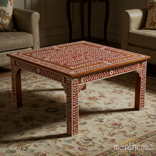Handcrafted Inlay Wooden Coffee Table | Luxury Handmade Coffee Table