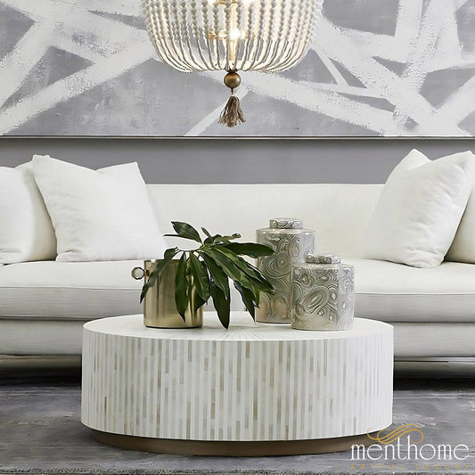 Mother of Pearl Furniture Round Coffee table | Luxury Handmade Coffee Table