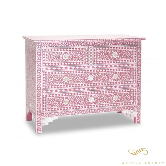 4 Drawer Dresser Mother of Pearl Inlay | Luxury Handmade Dresser