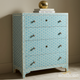 Blue Honeycomb Patterned Four-Drawer Chest | Luxury Handmade Tallboy