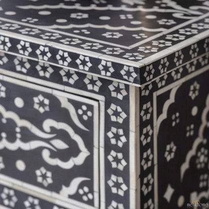 Bone Inlay Dresser( 42W X 30H X 18) Black Color | Luxury Handmade Dresser