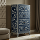 Handcrafted Blue Floral Bone Inlay Chest of Drawers | Luxury Handmade Tallboy